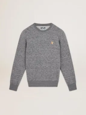 Sudadera de algodón gris jaspeado para hombre con estrella dorada