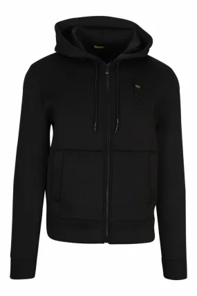 Sudadera negro con capucha y cremallera con logo monocromático