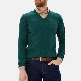 Sueter Hackett – Lambswool F/S V-Neck Jersey Green