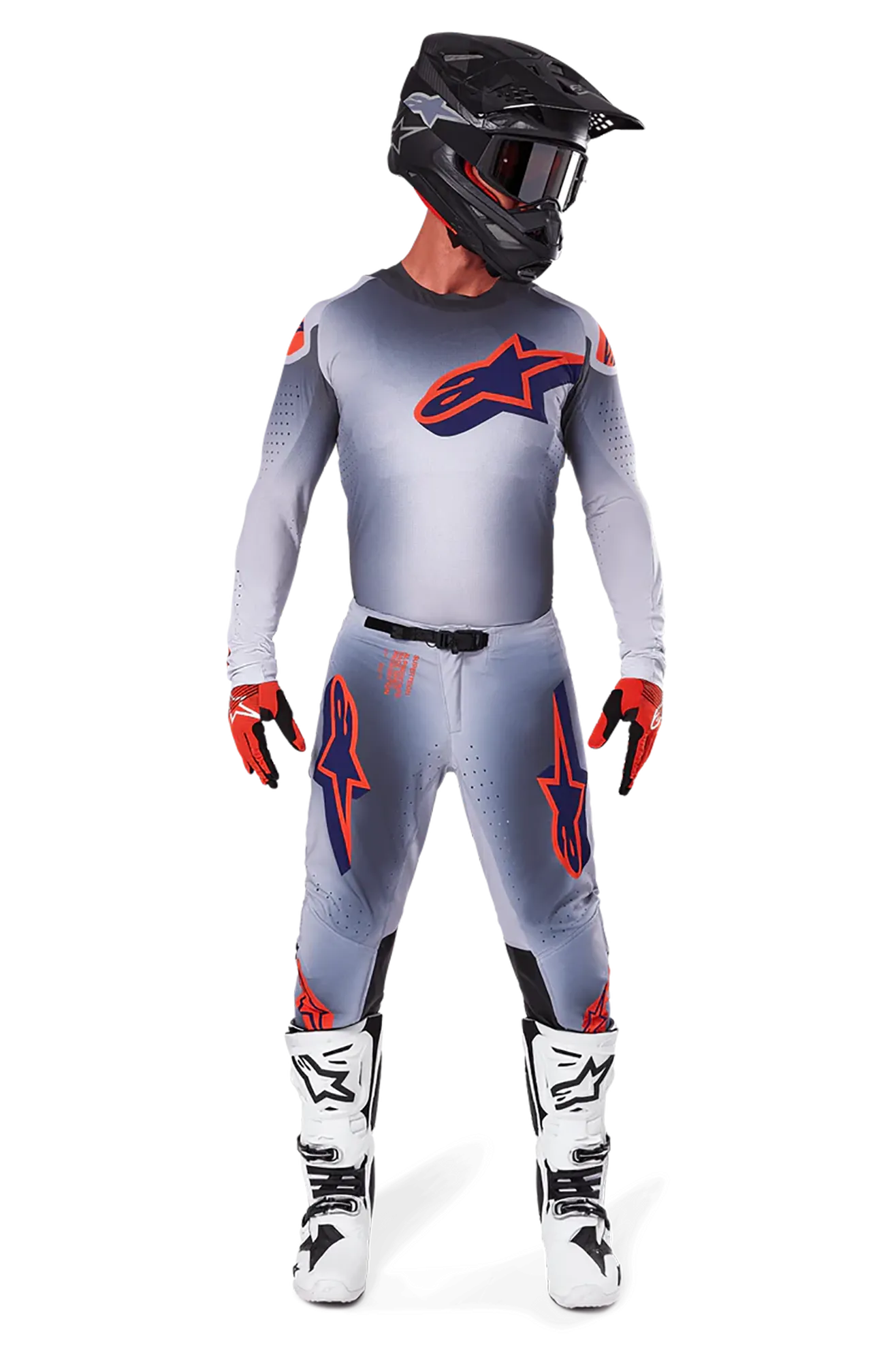 Traje de Cross Alpinestars Supertech Lipan Gris-Naranja Flúor