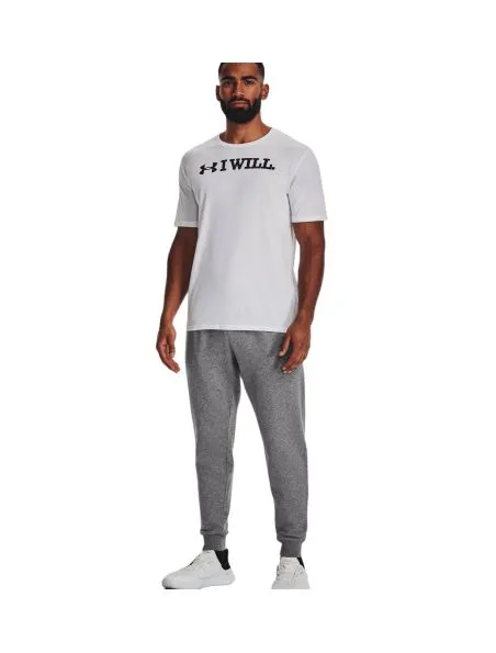 UNDER ARMOUR Pantalones Jogger Rival Fleece Hombre Castlerock Light Heather/White