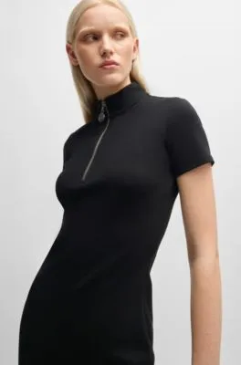 Vestido de algodón elástico con logo en el cursor de la cremallera