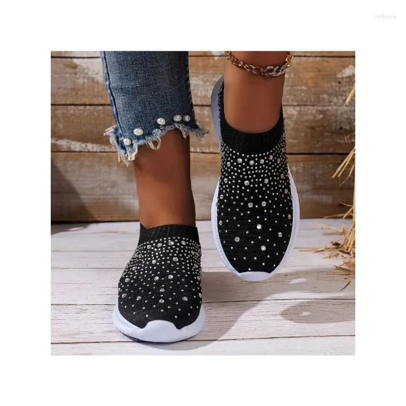 Zapatos casuales planos de cristal brillantes para mujeres diseñador lujo de malla transpirable zapatillas blancas sapatilhas mu