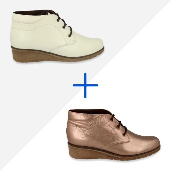 ♥ PACKS BOTINES CONFORT MUJER MOD. TUPIE 60 DORADO y BLANCO